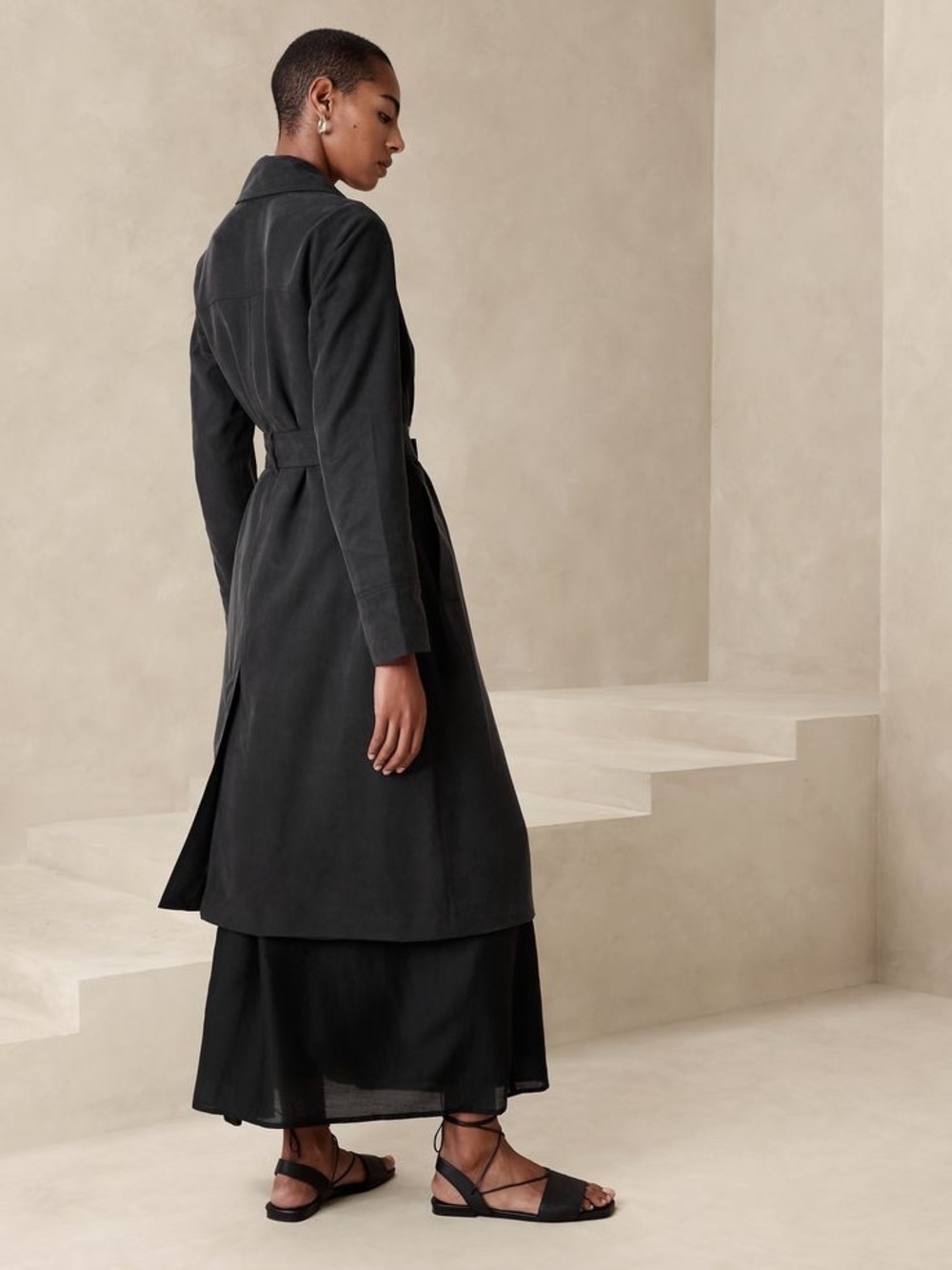 BANANA REPUBLIC SOFT TENCEL TRENCH COAT NWT - Picture 2 of 8